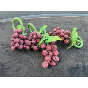 Vintage Pier 1 Lot Of 4 Bunches Sugared Beaded Grapes Purple Green Fake Fruit